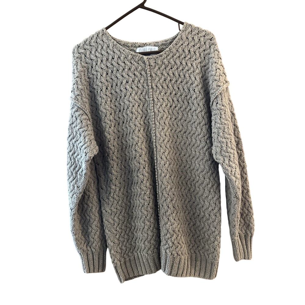 Hand Knit VTG Limited Basket Weave Sweater Sz 8 Ramie Cotton Beige Cottagecore